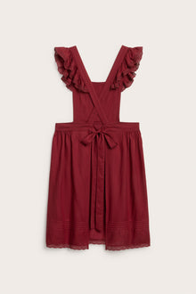 Women's red apron with frill detail
