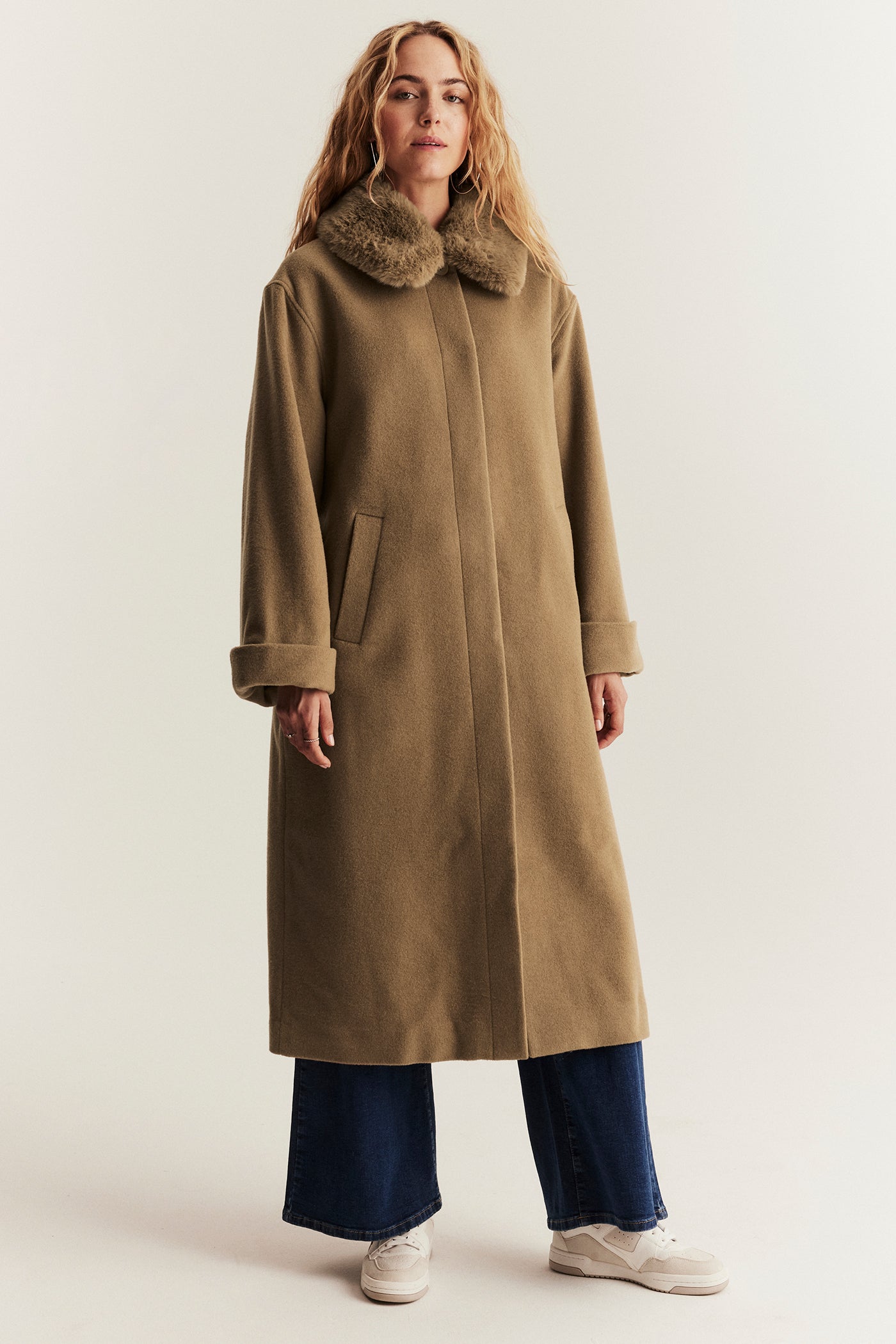 Women's brown wool blended coat