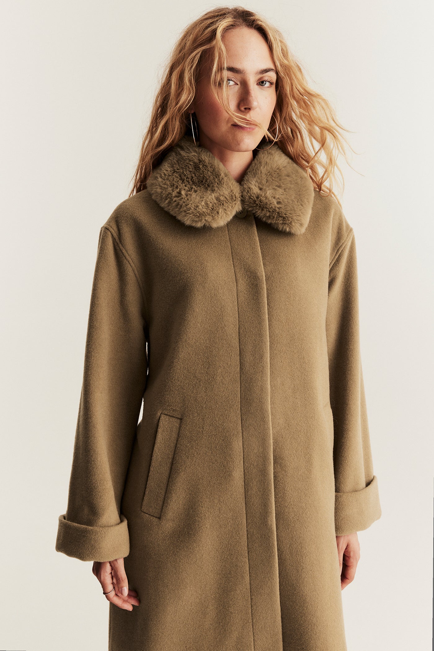 Women's brown wool blended coat