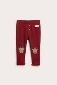 Baby red waffle leggings with patches