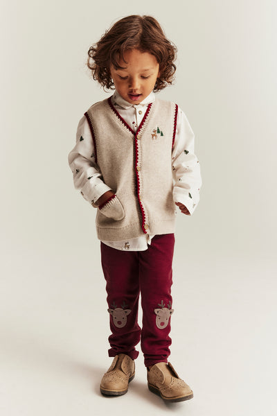 Kids' red waffle leggings with patches