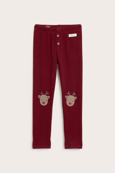 Kids' red waffle leggings with patches