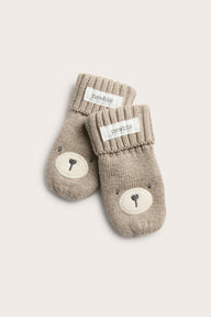 Baby brown bear mittens