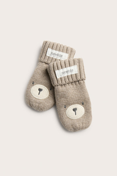 Baby brown bear mittens