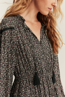 Women's black ditsy floral dress