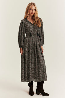 Women's black ditsy floral dress