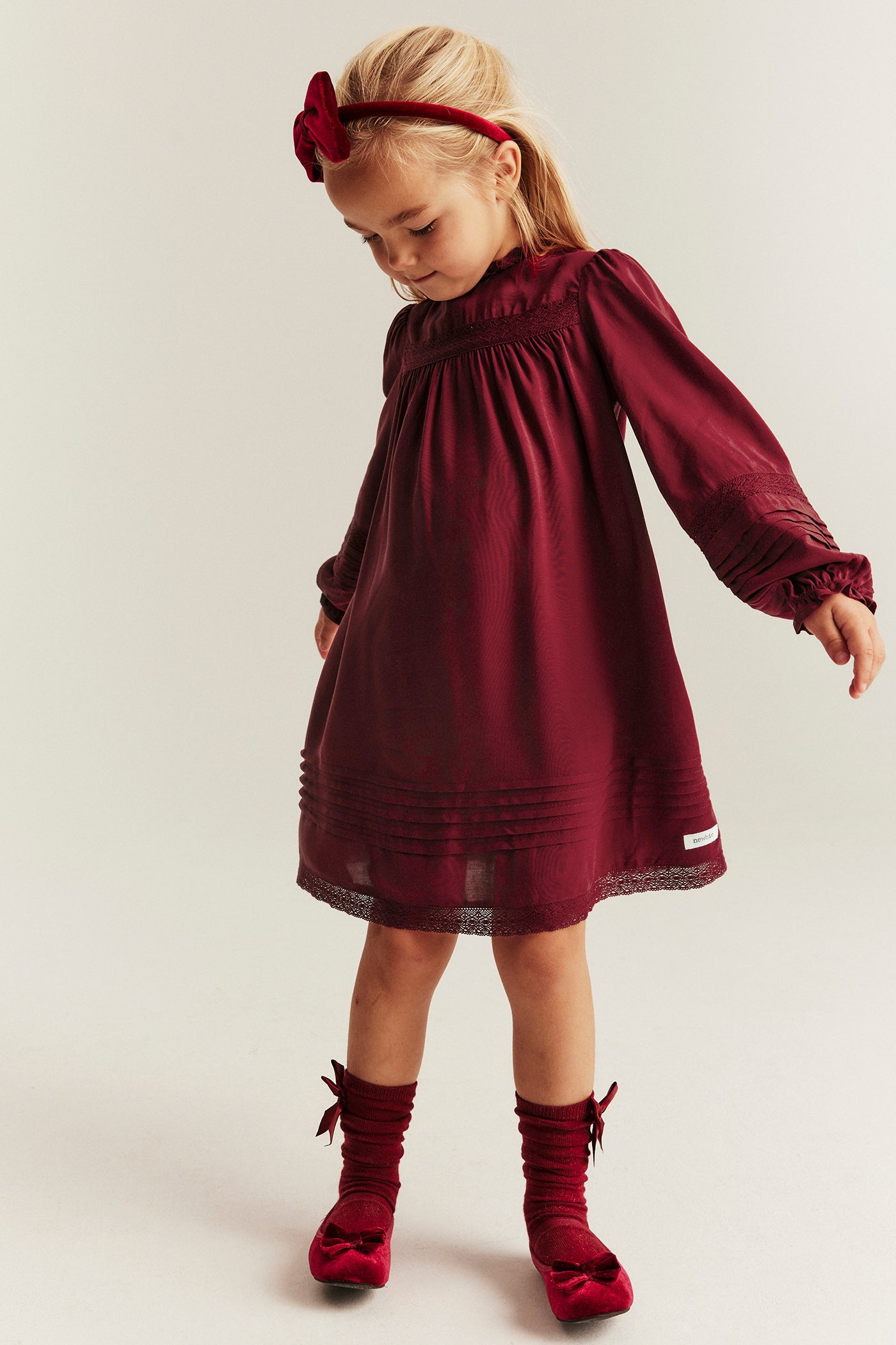 Kids' red dress with lace