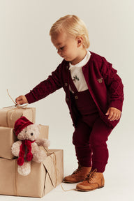 Baby red knitted Christmas cardigan