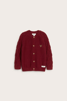 Baby red knitted Christmas cardigan