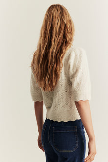 Women's beige wool blended cardigan