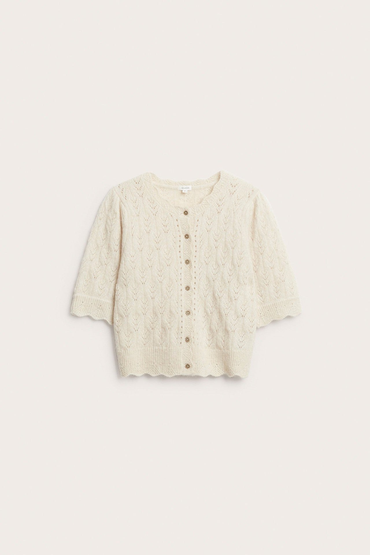 Women's beige wool blended cardigan