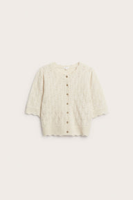Women's beige wool blended cardigan