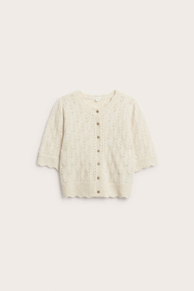 Women's beige wool blended cardigan