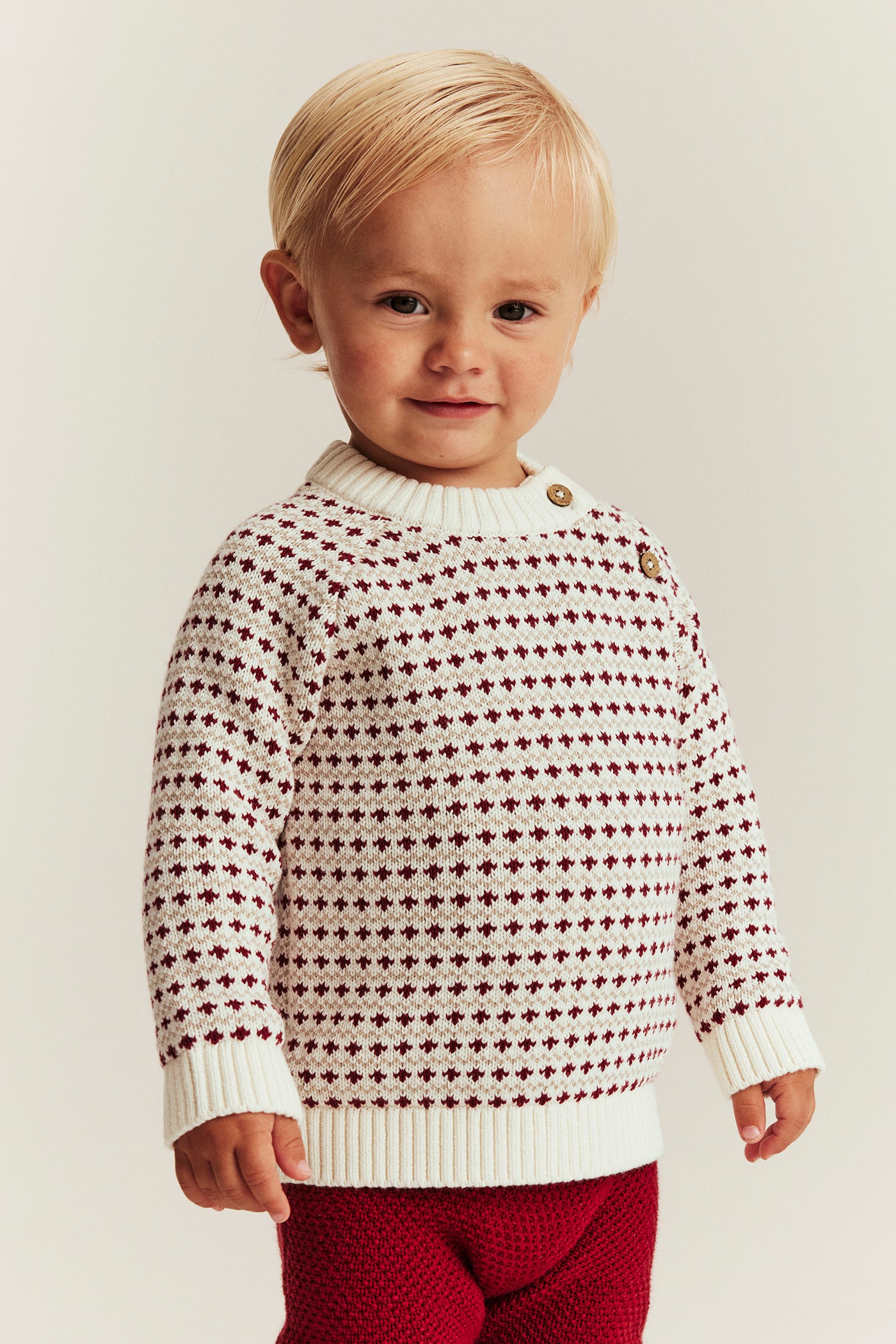 Baby red and white knitted jumper