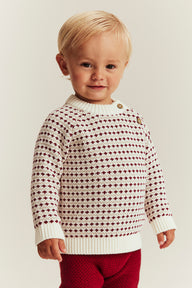 Baby red and white knitted jumper