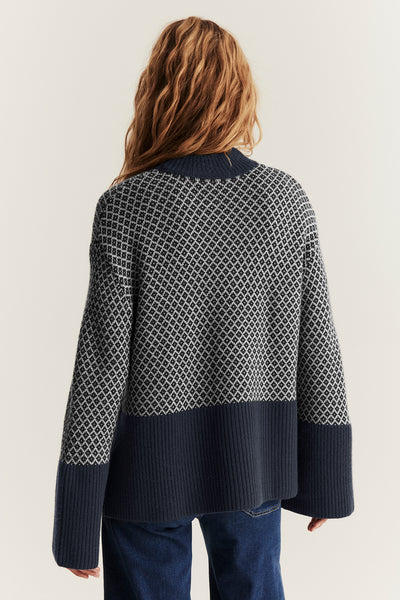 Women's blue knitted wool jumper