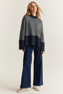 Women's blue knitted wool jumper