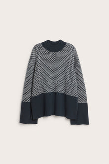 Women's blue knitted wool jumper