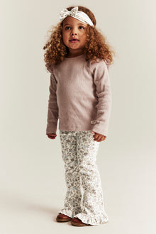 Kids' white floral jersey trousers with frill