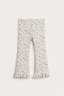 Kids' white floral jersey trousers with frill