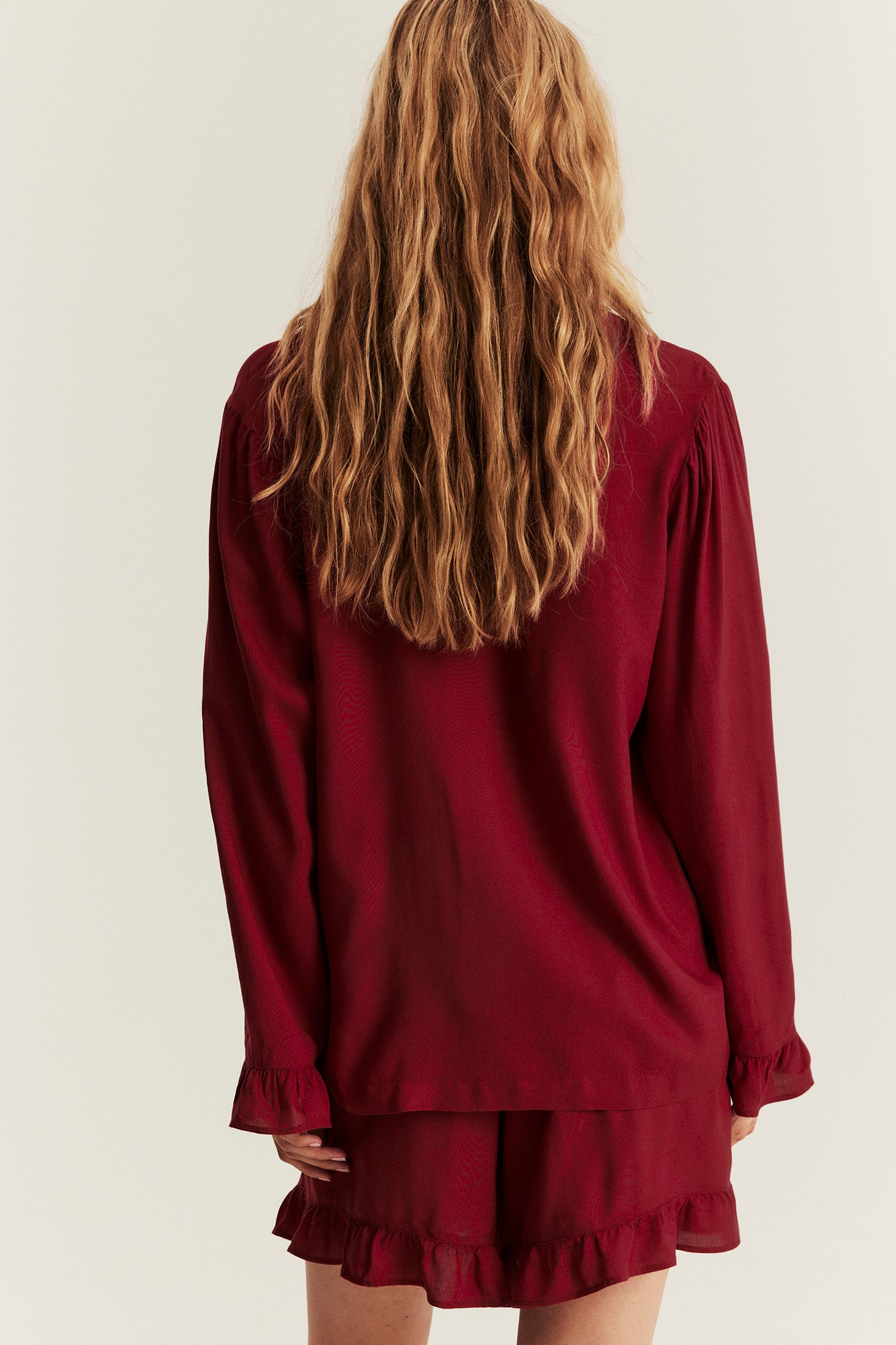 Women's red frill pyjamas