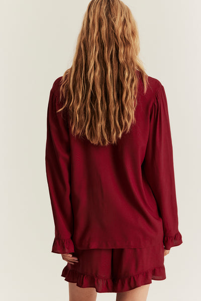 Women's red frill pyjamas