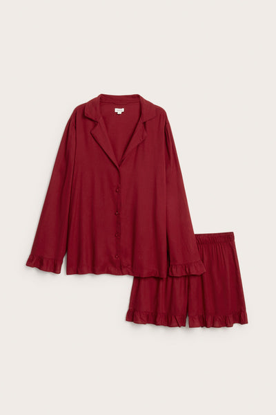 Women's red frill pyjamas