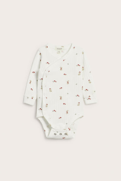 Baby white christmas wrap bodysuit