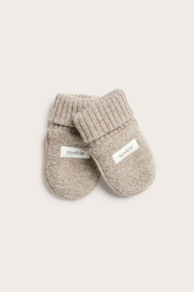 Baby brown lined wool mittens