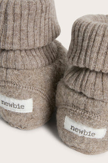 Baby brown wool booties
