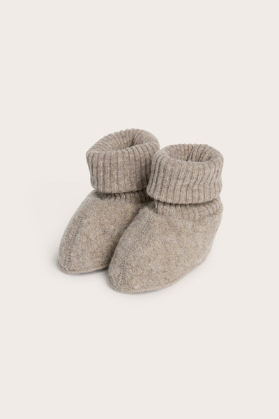 Baby brown wool booties
