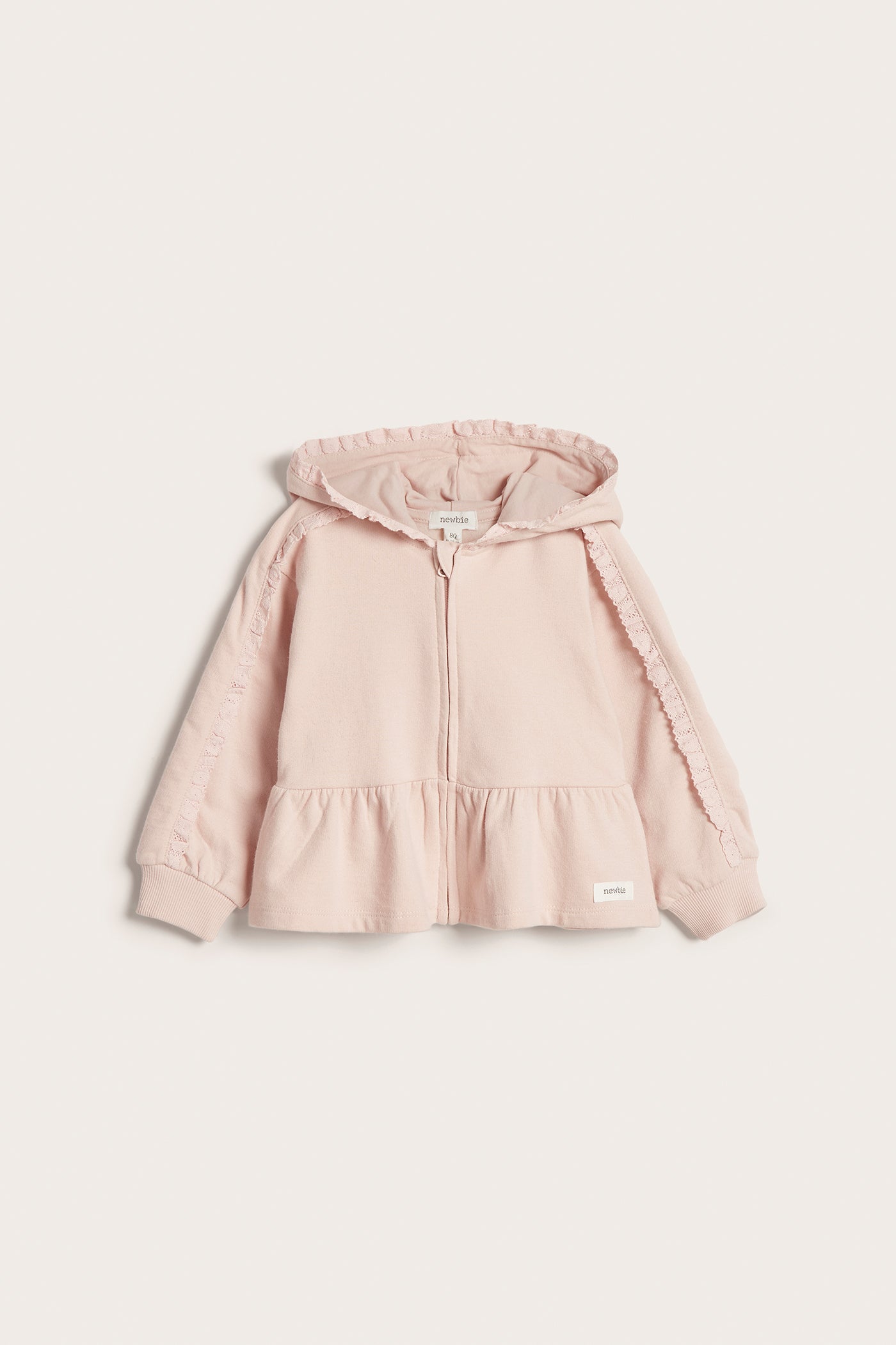 Baby pink hooded sweatshirt with lace