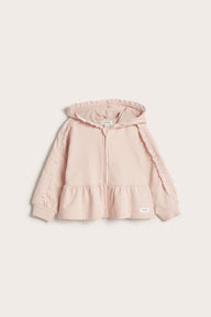 Baby pink hooded sweatshirt with lace