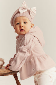 Baby pink hooded sweatshirt with lace