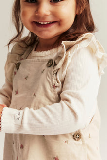 Baby beige floral corduroy dungarees