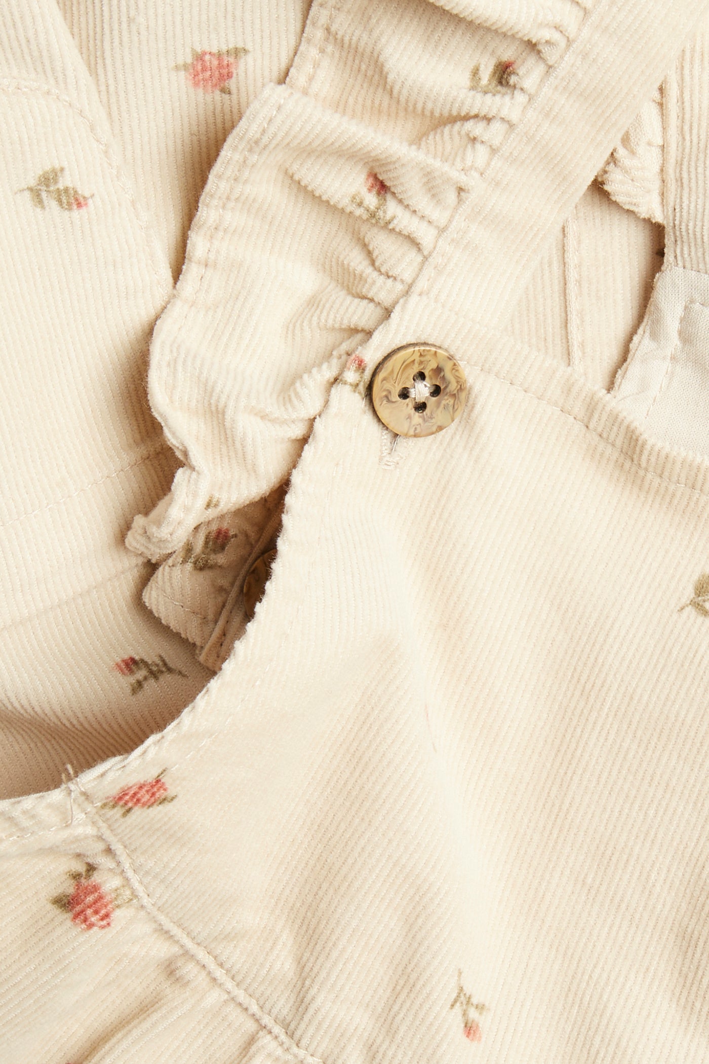 Baby beige floral corduroy dungarees