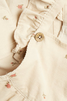 Baby beige floral corduroy dungarees