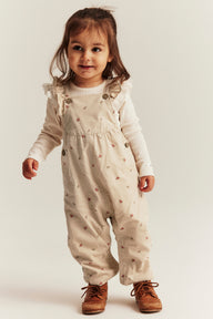 Baby beige floral corduroy dungarees