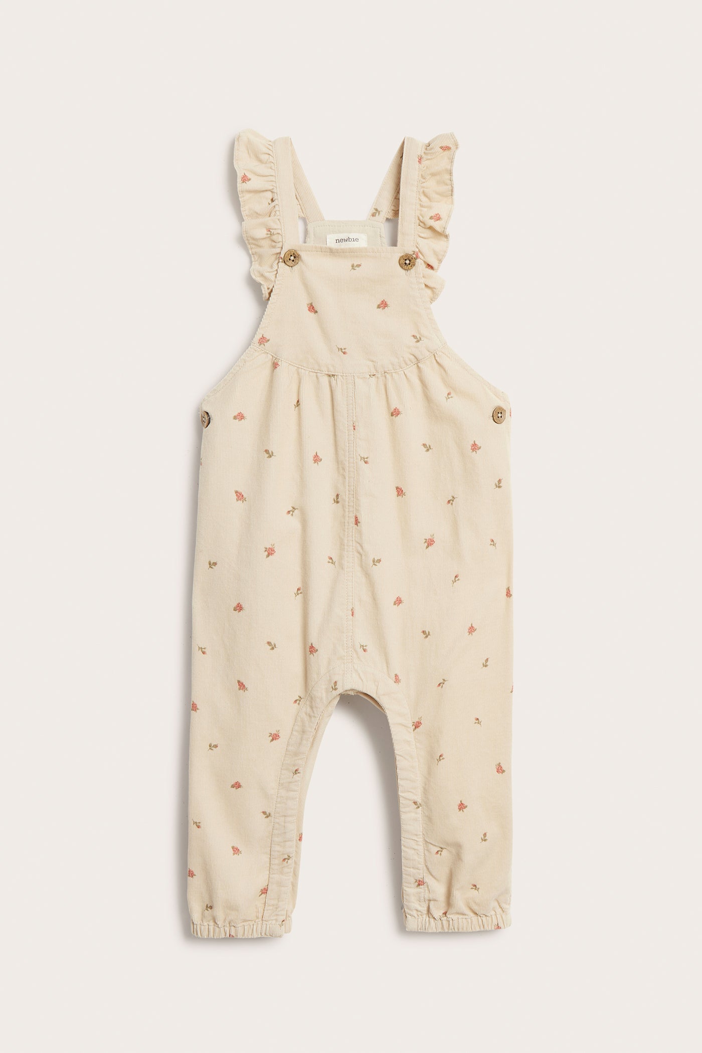 Baby beige floral corduroy dungarees