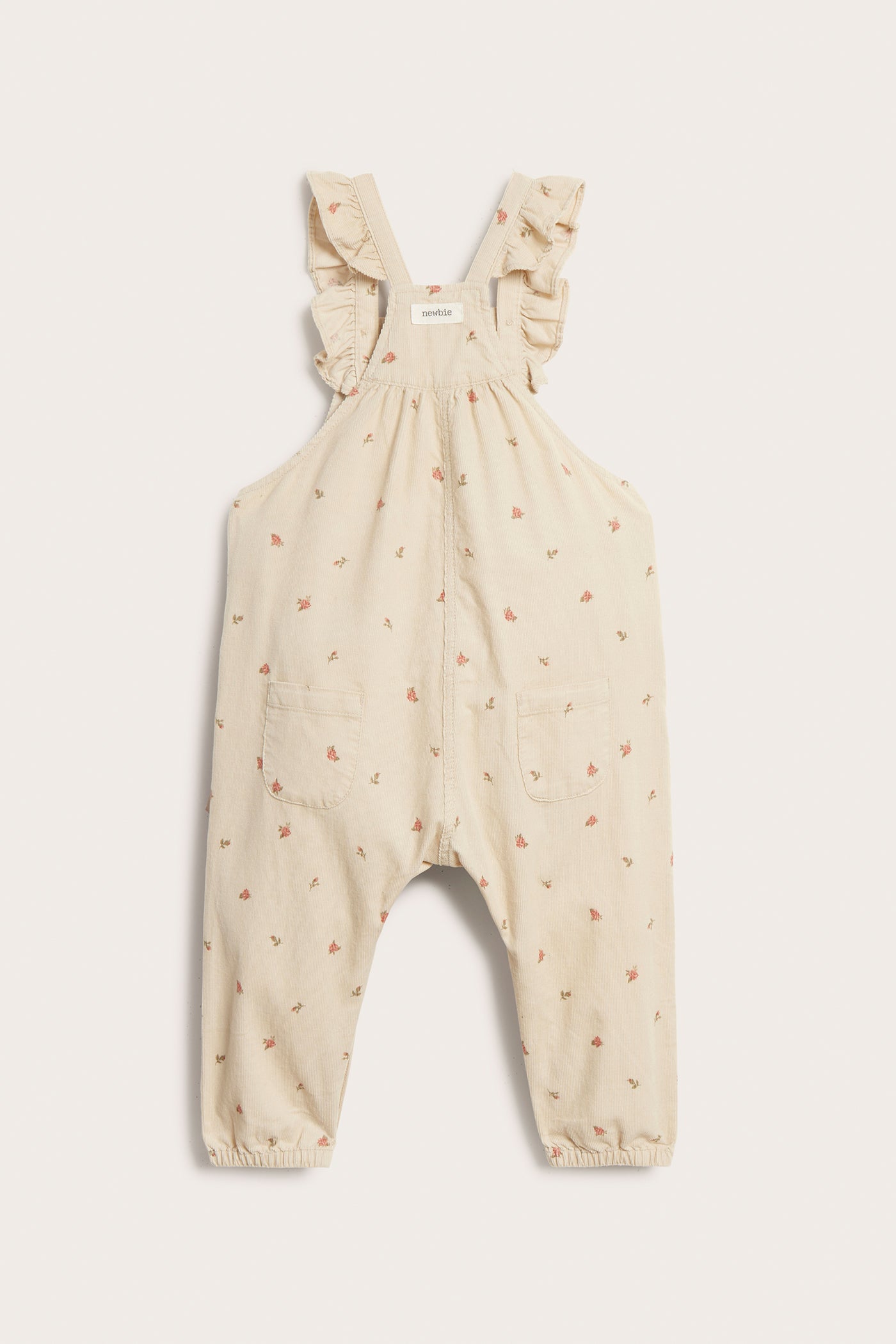 Baby beige floral corduroy dungarees