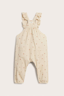 Baby beige floral corduroy dungarees