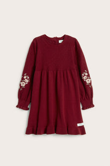 Baby red knitted dress with frill