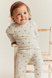 Baby beige floral bodysuit with lace