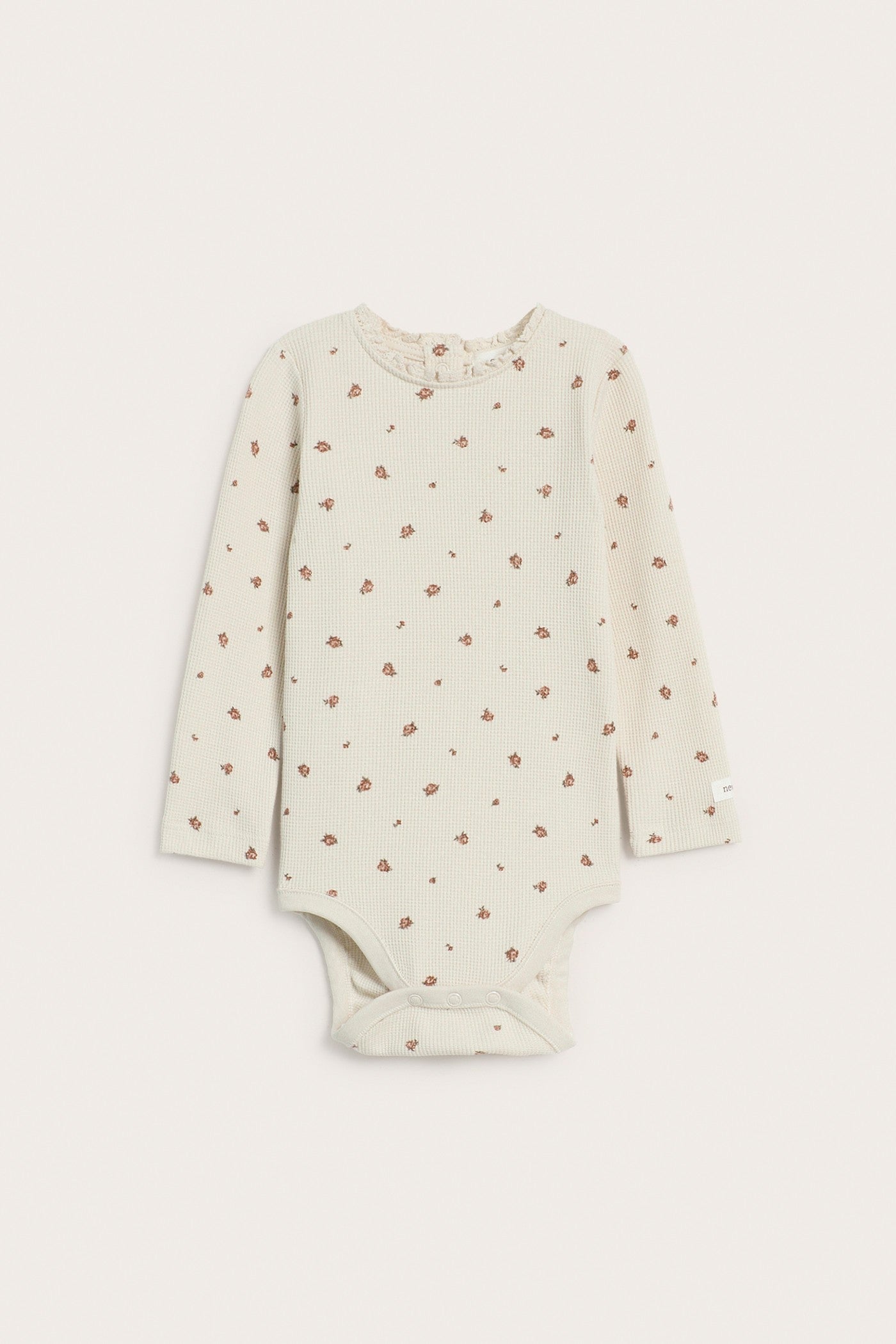 Baby beige floral bodysuit with lace