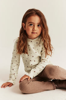 Kids' beige floral top with lace