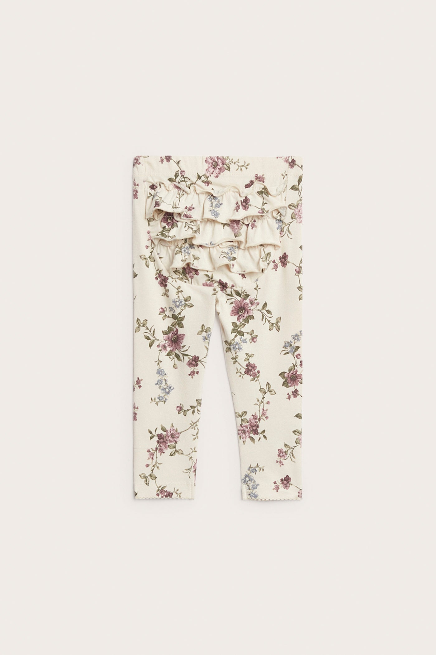 Baby beige floral leggings with frills