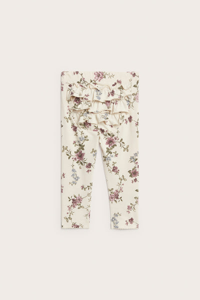 Baby beige floral leggings with frills