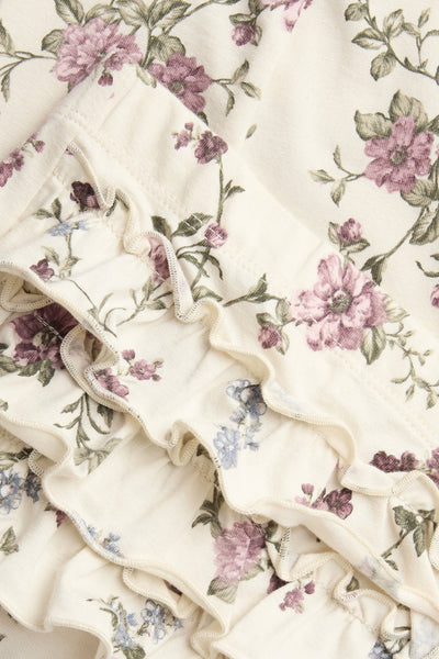 Baby beige floral leggings with frills