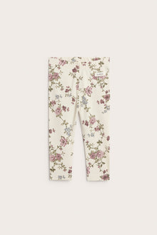 Baby beige floral leggings with frills