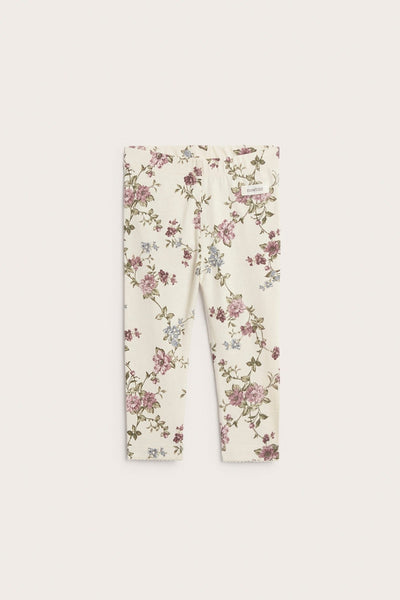 Baby beige floral leggings with frills